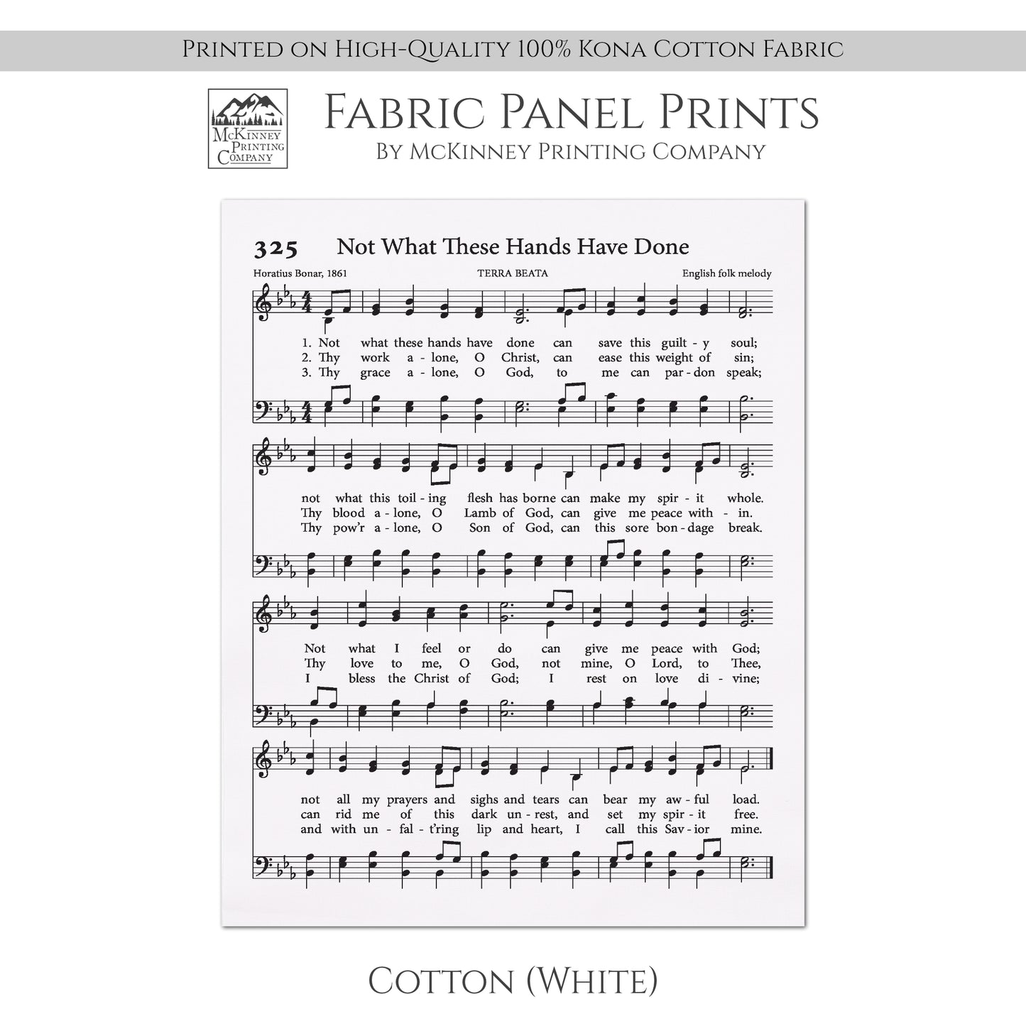 Not What These Hands Have Done - Christian Fabric, Hymn Wall Art, Religious, Vintage Sheet Music, Quilting, Quilt, Sewing, Cotton