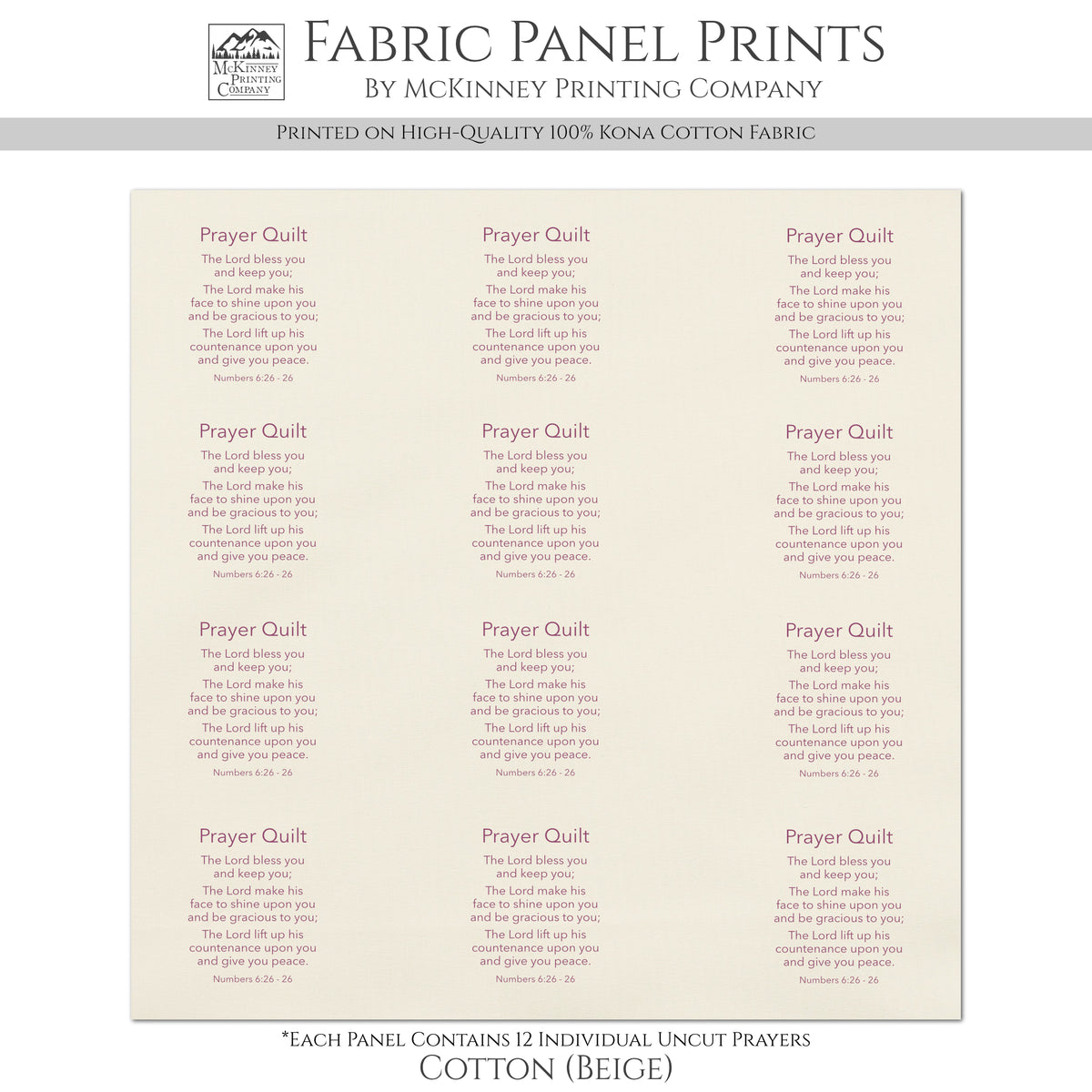 Pocket Prayer - Numbers 6:24, The Lord Bless You and Keep You, Fabric Panel, Memory Pillow, Patch, Quilt, Quilting, Tag