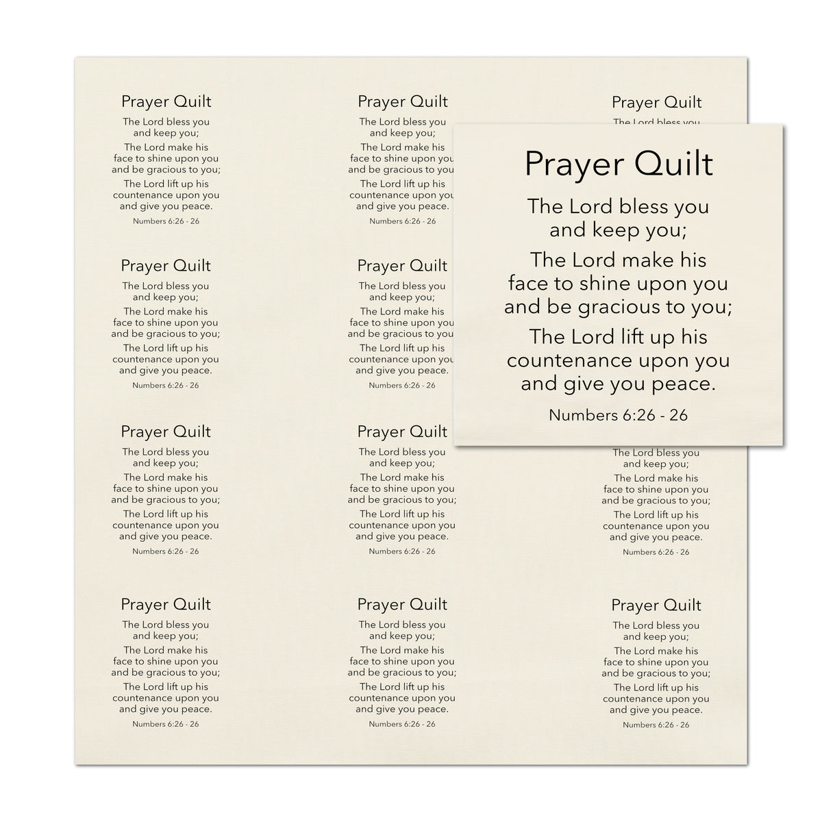 Pocket Prayer - Numbers 6:24, The Lord Bless You and Keep You, Fabric Panel, Memory Pillow, Patch, Quilt, Quilting, Tag