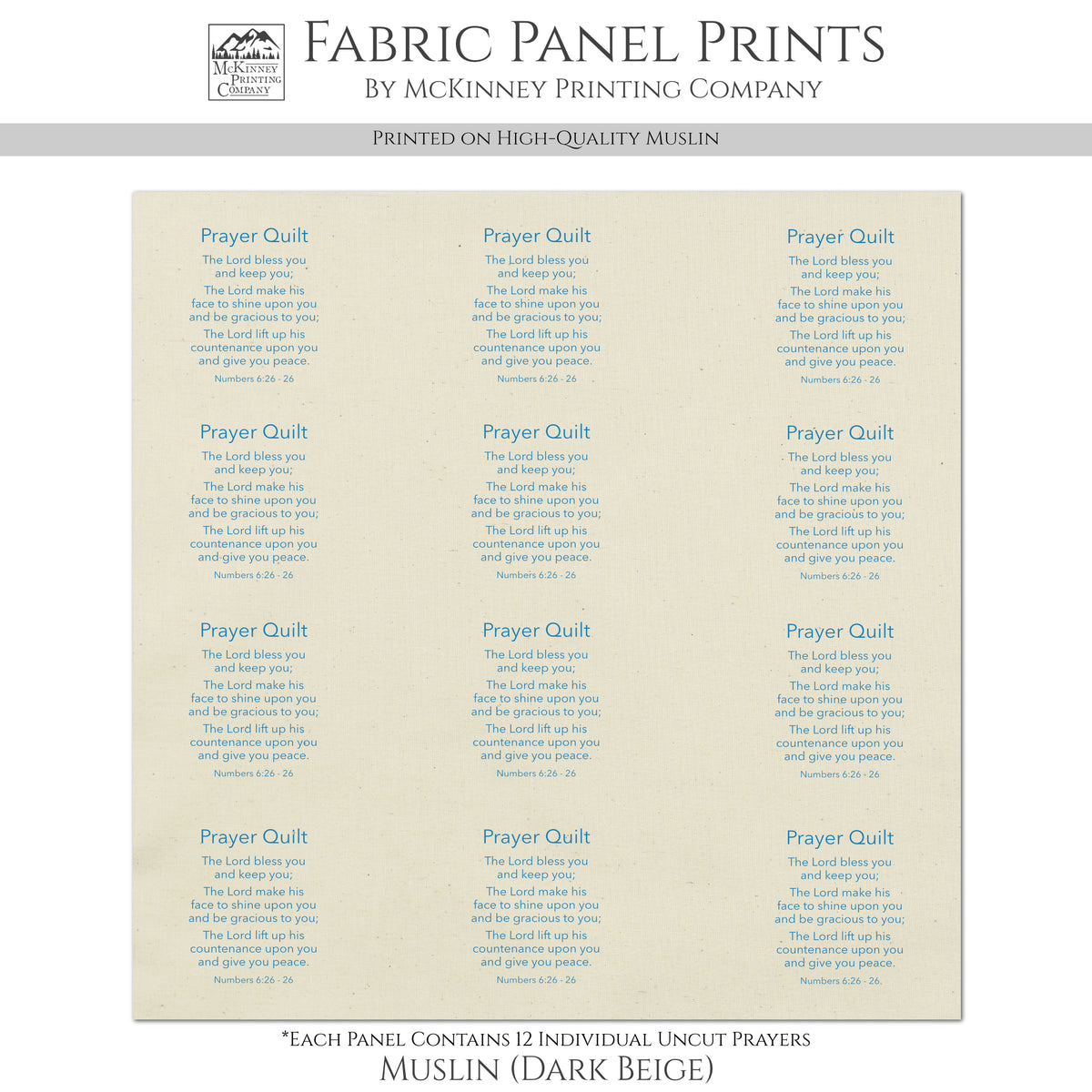 Pocket Prayer - Numbers 6:24, The Lord Bless You and Keep You, Fabric Panel, Memory Pillow, Patch, Quilt, Quilting, Tag