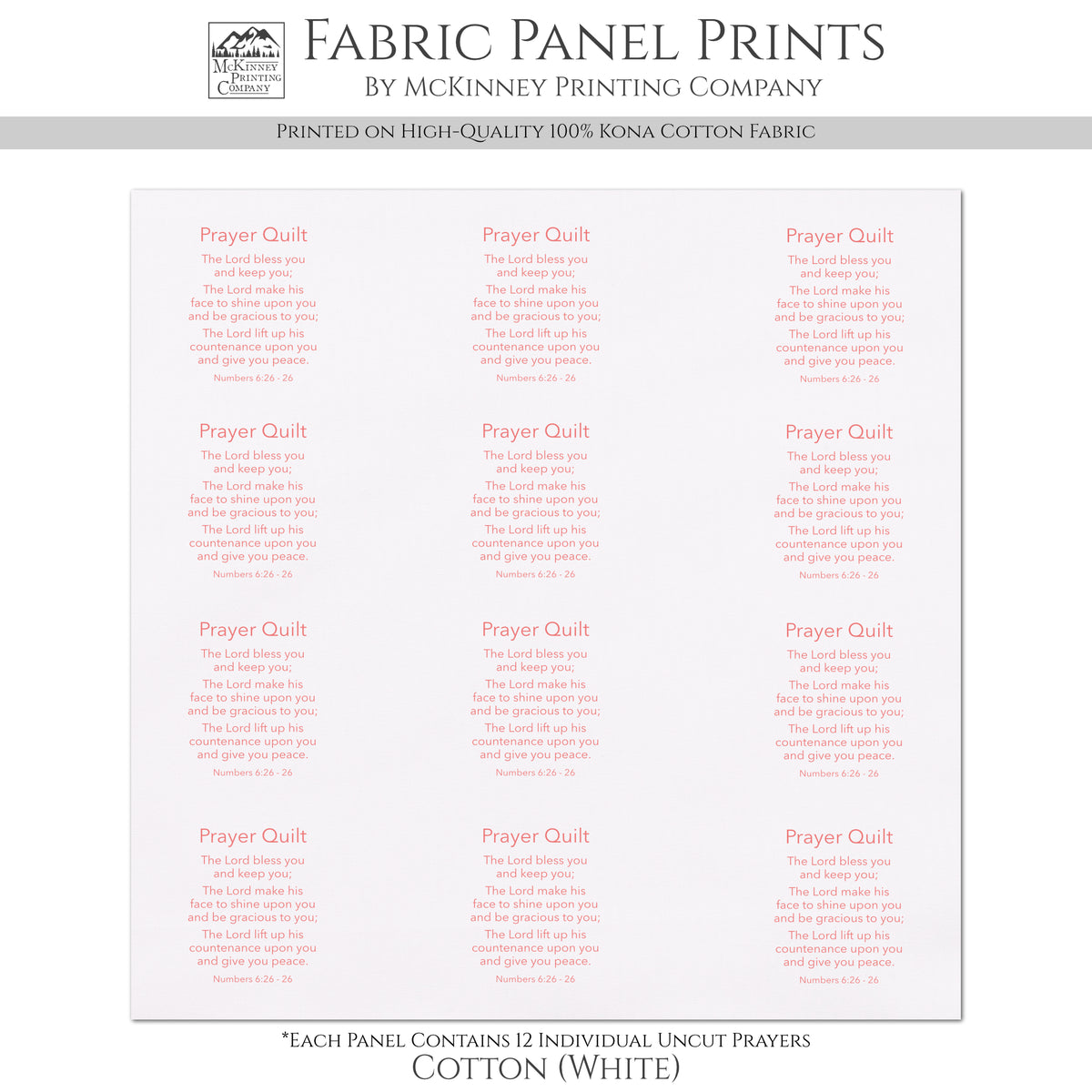 Pocket Prayer - Numbers 6:24, The Lord Bless You and Keep You, Fabric Panel, Memory Pillow, Patch, Quilt, Quilting, Tag