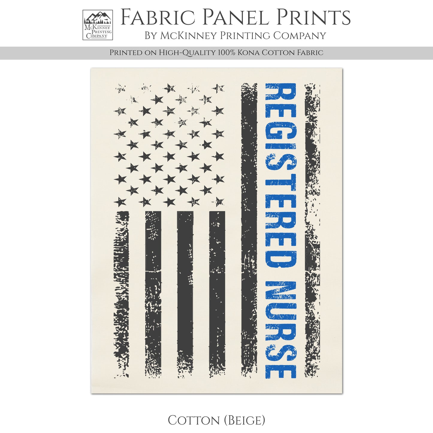 Registered Nurse - Fabric, RN, Retired, Veteran Gift, Military, Flag, Memorial, VA, Quilting, Crafts