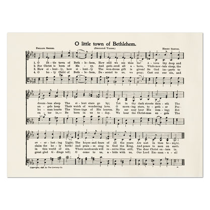 Little Town of Bethlehem - Christmas Fabric Panels, Song, Lyrics, Hymn, Christian, Vintage, Print, Quilt Block, Crafts, Quilting