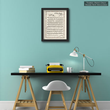 Oh Holy Night - Christmas Fabric Panel, Hymn Wall Art, Sheet Music, Lyrics, Quilting, Quilt, Wall Art, Cotton, Canvas