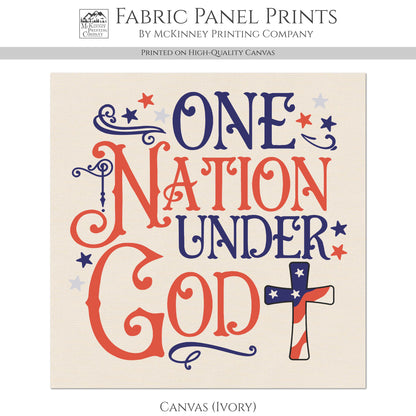 One Nation Under God - Patriotic Fabric, USA, Military, Veteran, Quilting, Quilts of Valor, Cotton, Red White and Blue