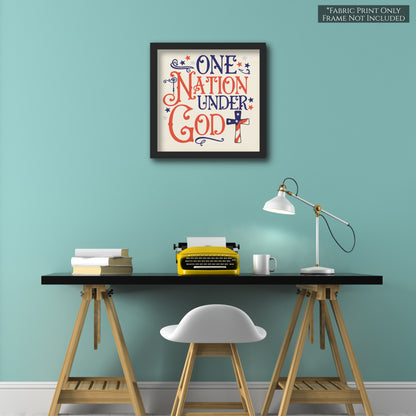 One Nation Under God - Patriotic Fabric, USA, Military, Veteran, Quilting, Quilts of Valor, Cotton, Red White and Blue