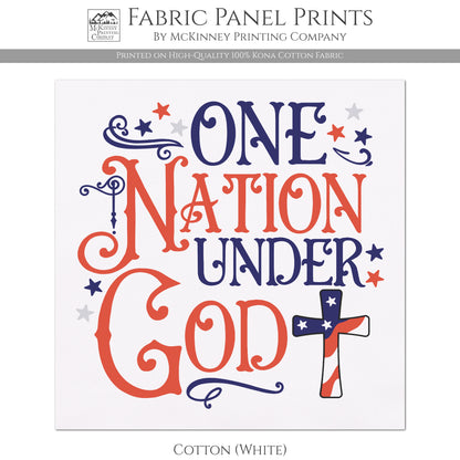 One Nation Under God - Patriotic Fabric, USA, Military, Veteran, Quilting, Quilts of Valor, Cotton, Red White and Blue