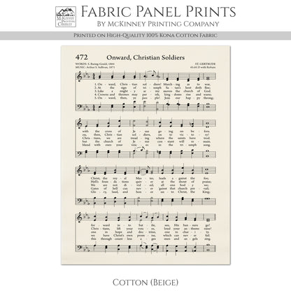 Onward Christian Soldiers - Religious Fabric, Hymn Wall Art, Vintage Sheet Music, Church, Quilting, Quilt, Cotton, Sewing, Cotton