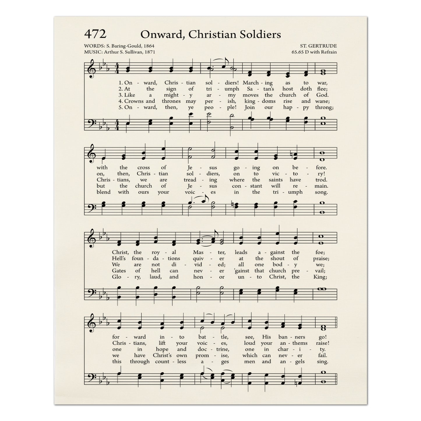 Onward Christian Soldiers - Religious Fabric, Hymn Wall Art, Vintage Sheet Music, Church, Quilting, Quilt, Cotton, Sewing, Cotton