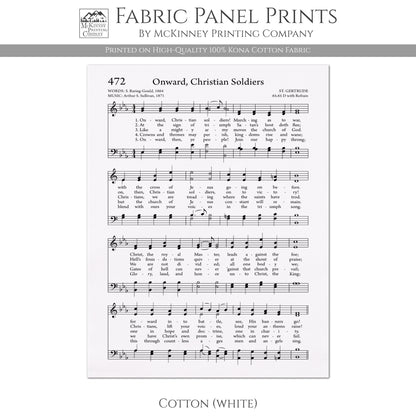 Onward Christian Soldiers - Religious Fabric, Hymn Wall Art, Vintage Sheet Music, Church, Quilting, Quilt, Cotton, Sewing, Cotton