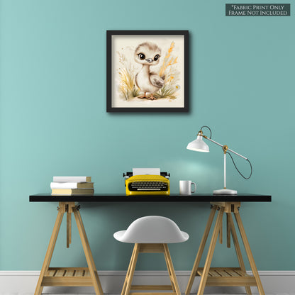 Ostrich - Baby Fabric Panels, Bird, Jungle, Animal, Nursery Décor, Quilt Block, Wall Art, Cotton, Quilting