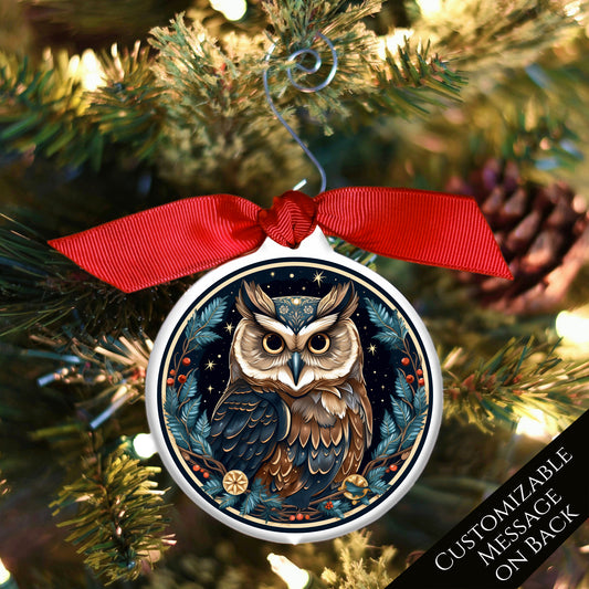 Owl Ornament - Christmas, Owl Décor, Gifts, Custom, Personalized, Xmas