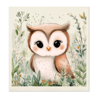 Woodland Animal Fabric - Owl, Baby Fabric Panels, Forest, Nursery Décor, Quilt Block, Wall Art, Cotton, Quilting