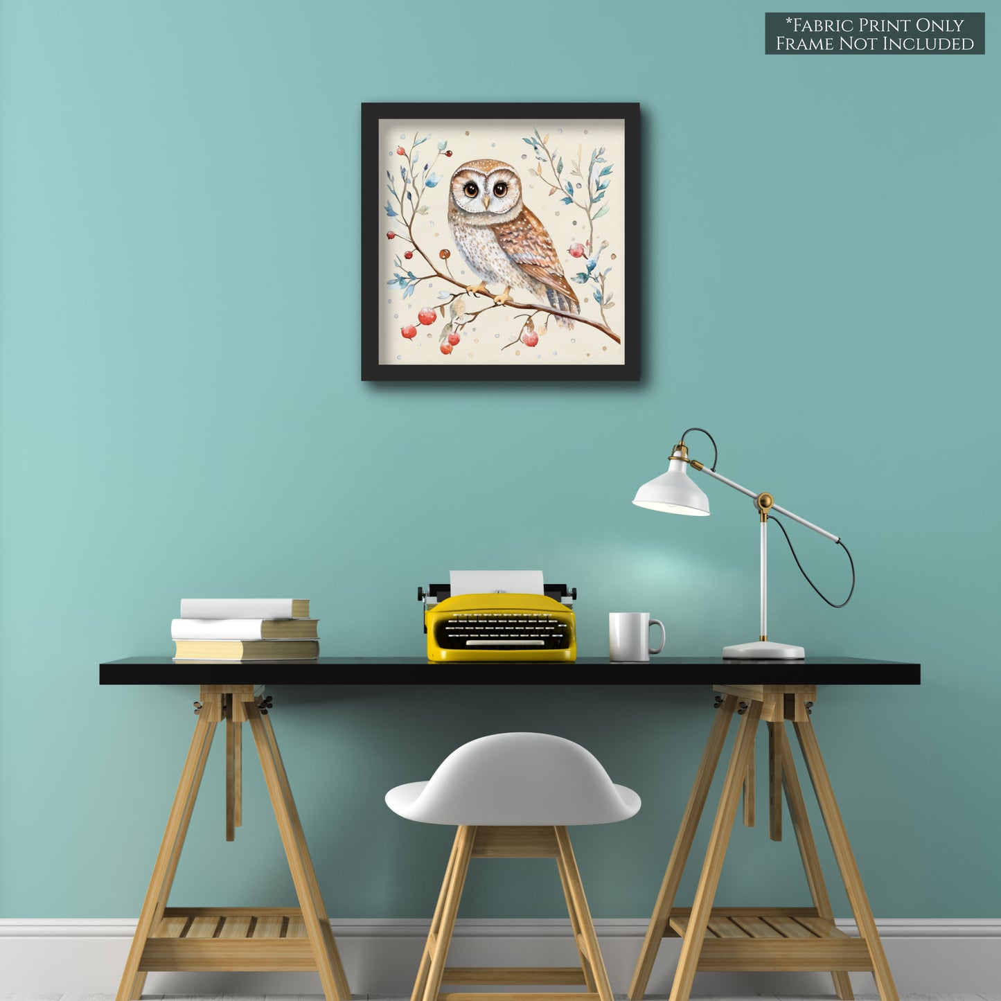 Owl Fabric - Christmas Fabric Panel, Cotton, Bird, Animal, Decor, Wall Art, Large Print, Block Print, Cotton, Quilting, Quilt, Sewing, Crafts