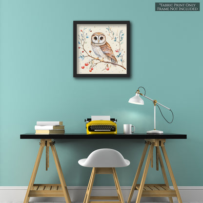 Owl Fabric - Christmas Fabric Panel, Cotton, Bird, Animal, Decor, Wall Art, Large Print, Block Print, Cotton, Quilting, Quilt, Sewing, Crafts