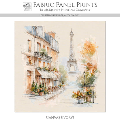 Shabby Chic Fabric - Paris Watercolor, Eiffel Tower, French Country Fabric, Quilt Block, Wall Art, Cotton, Quilting