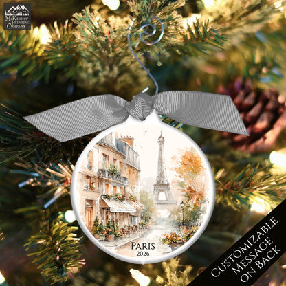 Paris Ornament - France, Eiffel Tower, Christmas, Vacation, Gift, Custom, Personalized, Souvenir, Keepsake
