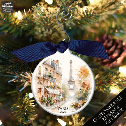 Paris Ornament - France, Eiffel Tower, Christmas, Vacation, Gift, Custom, Personalized, Souvenir, Keepsake