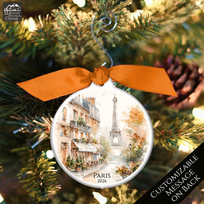 Paris Ornament - France, Eiffel Tower, Christmas, Vacation, Gift, Custom, Personalized, Souvenir, Keepsake