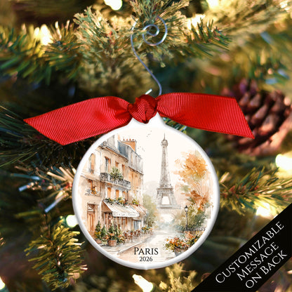 Paris Ornament - France, Eiffel Tower, Christmas, Vacation, Gift, Custom, Personalized, Souvenir, Keepsake