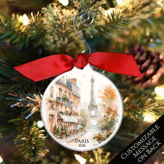 Paris Ornament - France, Eiffel Tower, Christmas, Vacation, Gift, Custom, Personalized, Souvenir, Keepsake
