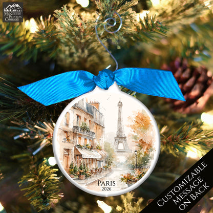 Paris Ornament - France, Eiffel Tower, Christmas, Vacation, Gift, Custom, Personalized, Souvenir, Keepsake