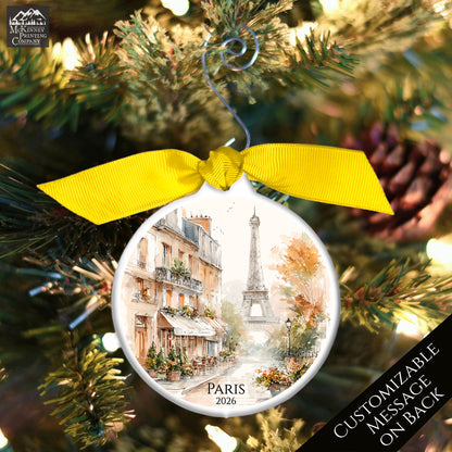 Paris Ornament - France, Eiffel Tower, Christmas, Vacation, Gift, Custom, Personalized, Souvenir, Keepsake