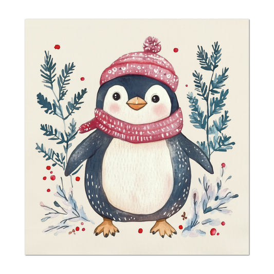 Penguin Fabric - Christmas Fabric Panel, Cotton, Baby Fabric, Animal, Decor, Wall Art, Large Print, Block Print, Cotton, Quilting, Quilt, Sewing