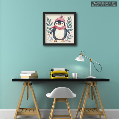Penguin Fabric - Christmas Fabric Panel, Cotton, Baby Fabric, Animal, Decor, Wall Art, Large Print, Block Print, Cotton, Quilting, Quilt, Sewing