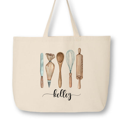 Pastry Chef Gifts - Personalized Canvas Tote Bag with Zipper, Cooking, Baker, Culinary