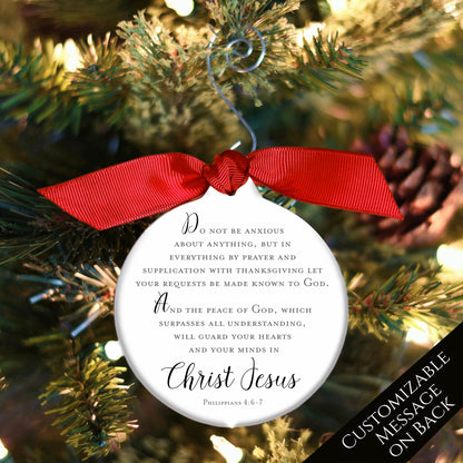 Philippians 4 6 7 - Christmas Ornament, Peace of God, Bible Verse