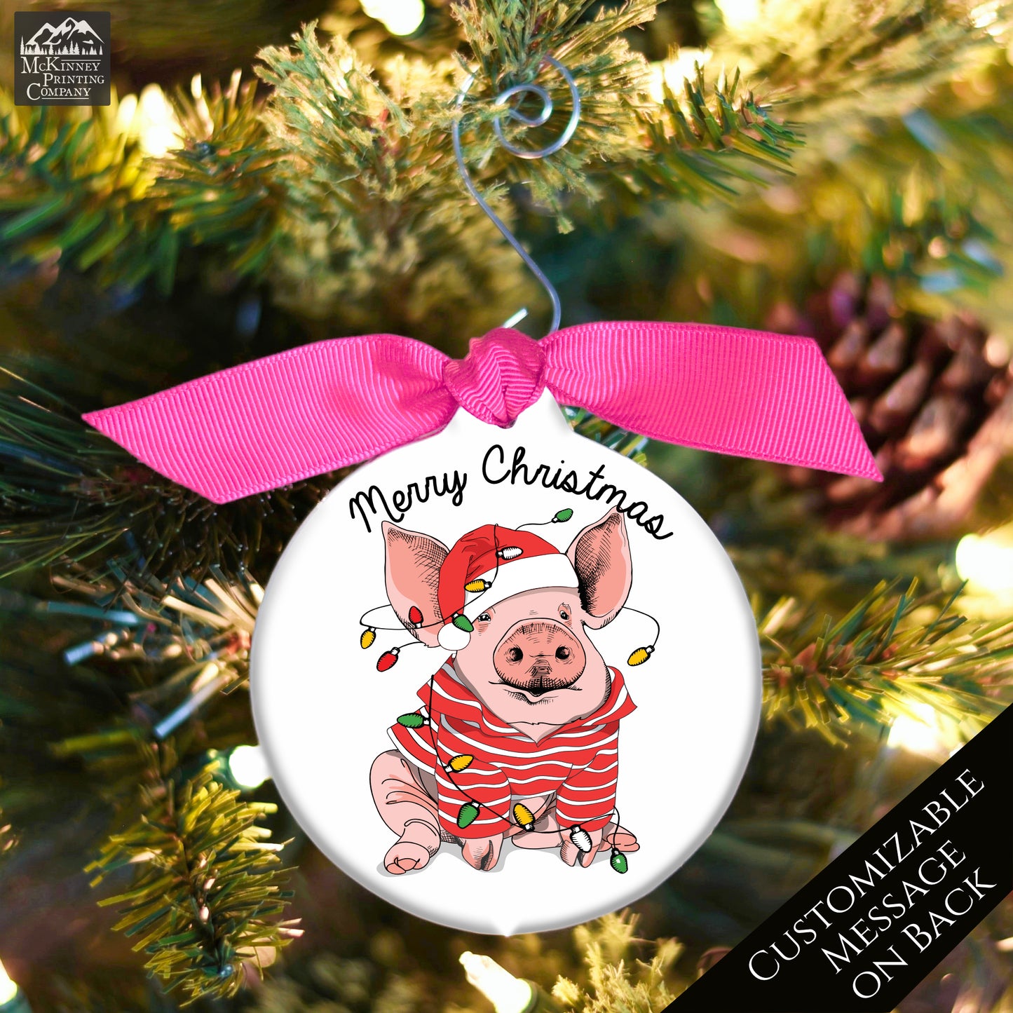 Pig Ornament - Custom Christmas Gift, Pig Lover Gift, Personalized