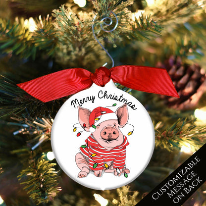 Pig Ornament - Custom Christmas Gift, Pig Lover Gift, Personalized