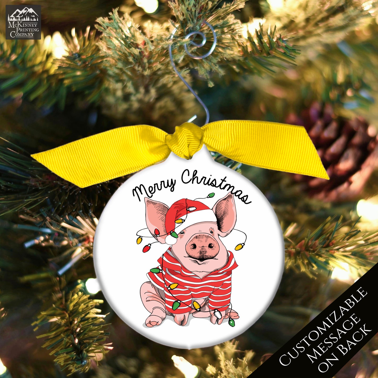 Pig Ornament - Custom Christmas Gift, Pig Lover Gift, Personalized, Custom