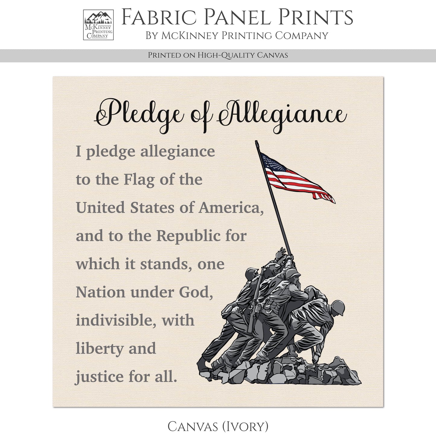 Patriotic Fabric - Pledge of Allegiance, American Flag, Americana, USA, Military, Veteran, Quilting, Quilt, Cotton