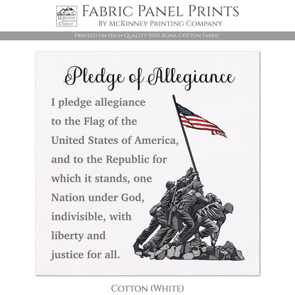 Patriotic Fabric - Pledge of Allegiance, American Flag, Americana, USA, Military, Veteran, Quilting, Quilt, Cotton