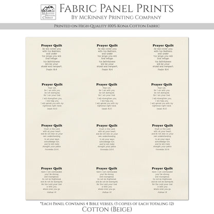 Pocket Prayer - Psalm 91, Isaiah 41 10, Proverbs 3 5 6, Joshua 1 9, Mini, Small Print, Cotton, Crafts, Quilting, Quilt Labels