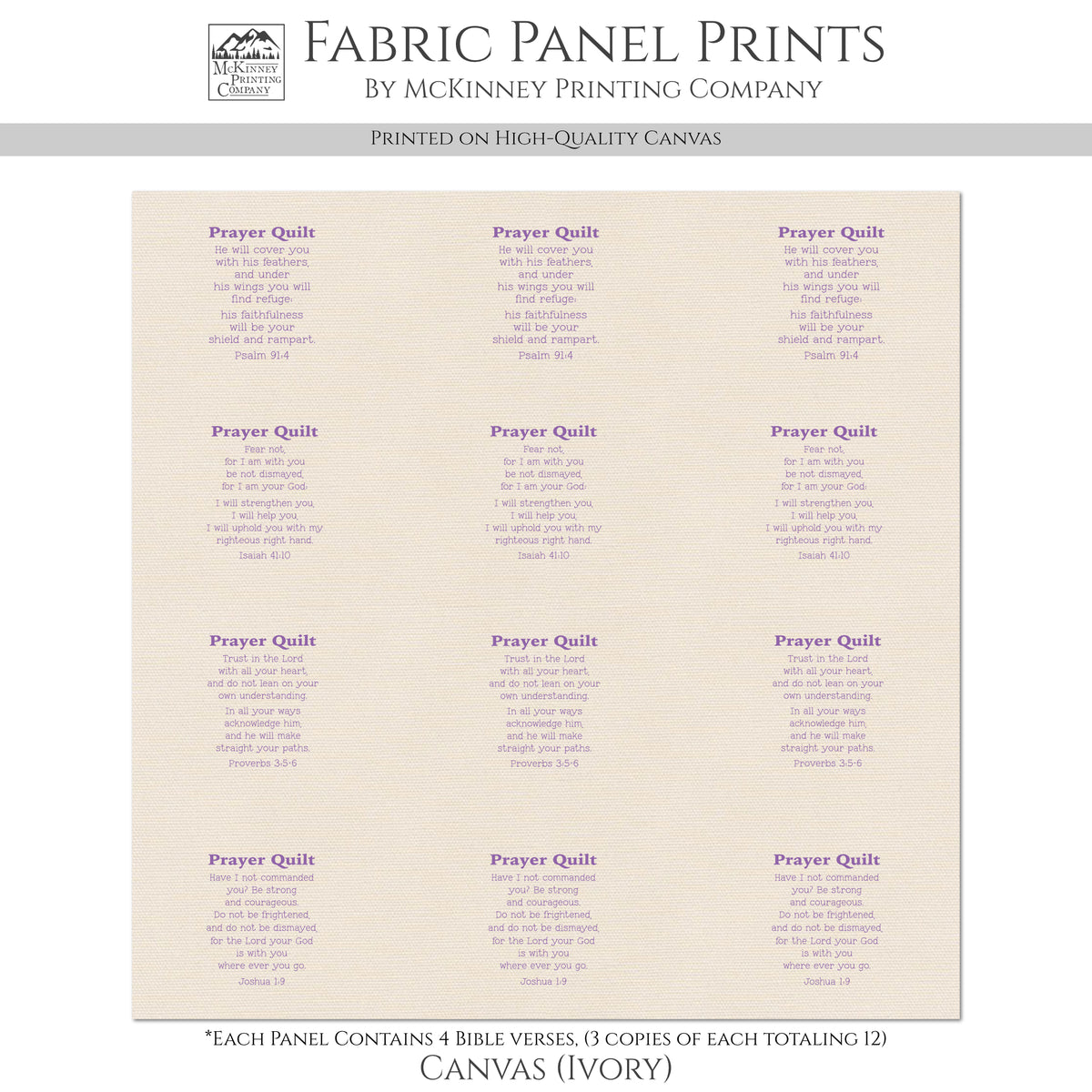Pocket Prayer - Psalm 91, Isaiah 41 10, Proverbs 3 5 6, Joshua 1 9, Mini, Small Print, Cotton, Crafts, Quilting, Quilt Labels