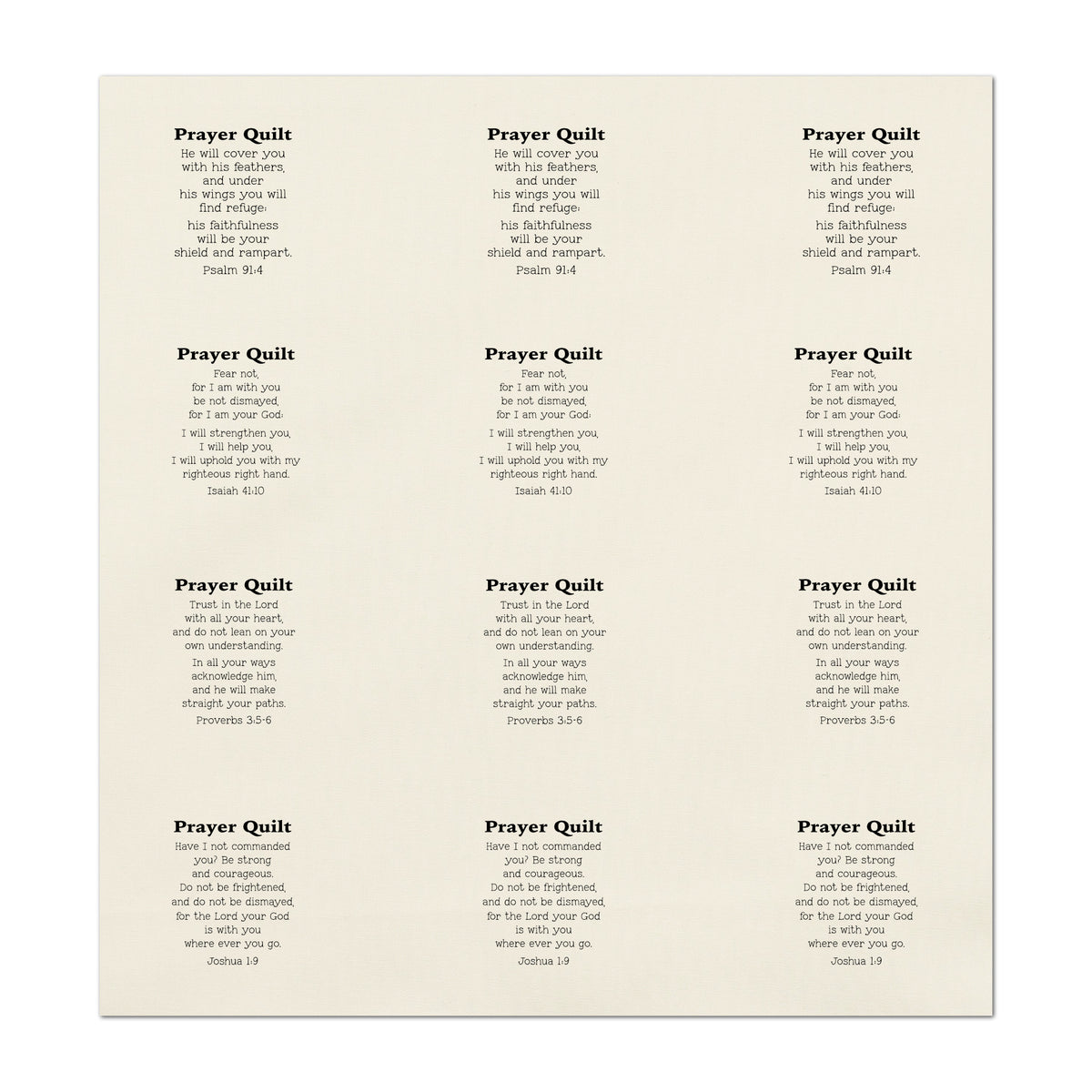 Pocket Prayer - Psalm 91, Isaiah 41 10, Proverbs 3 5 6, Joshua 1 9, Mini, Small Print, Cotton, Crafts, Quilting, Quilt Labels