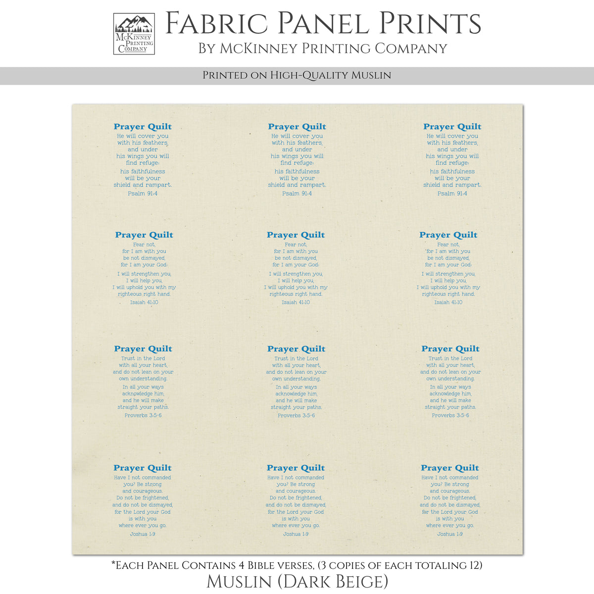 Pocket Prayer - Psalm 91, Isaiah 41 10, Proverbs 3 5 6, Joshua 1 9, Mini, Small Print, Cotton, Crafts, Quilting, Quilt Labels