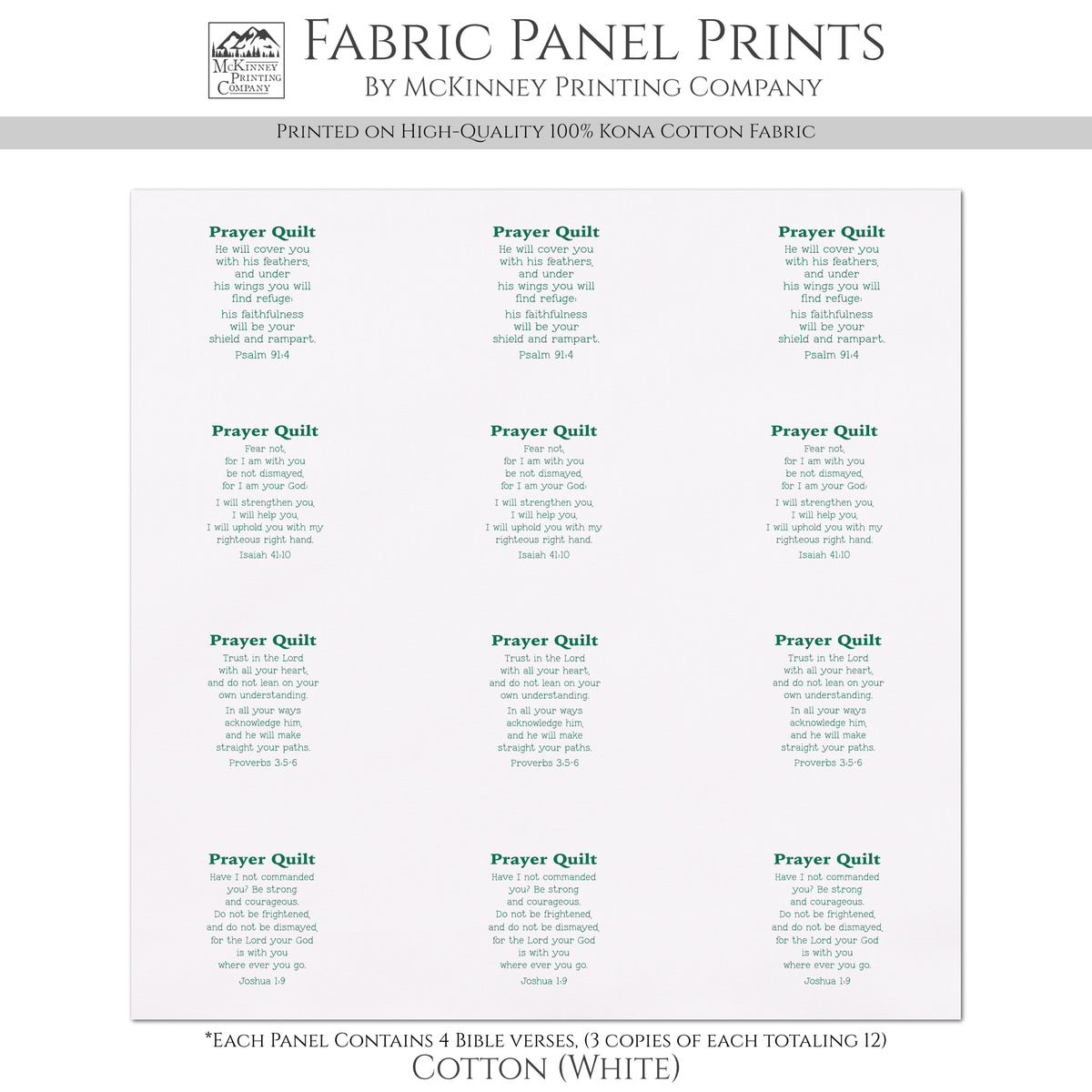 Pocket Prayer - Psalm 91, Isaiah 41 10, Proverbs 3 5 6, Joshua 1 9, Mini, Small Print, Cotton, Crafts, Quilting, Quilt Labels