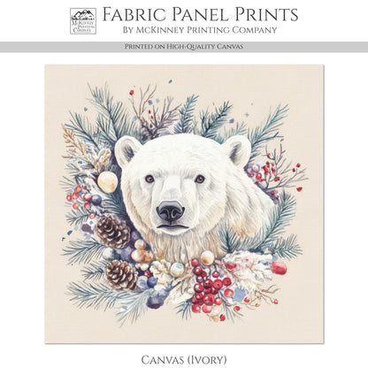 Polar Bear Fabric - Christmas Fabric Panels, Cotton, Baby Fabric Panels, Animal, Decor, Wall Art, Large Print, Block Print, Cotton, Quilting, Quilt