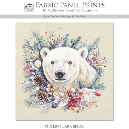 Polar Bear Fabric - Christmas Fabric Panels, Cotton, Baby Fabric Panels, Animal, Decor, Wall Art, Large Print, Block Print, Cotton, Quilting, Quilt