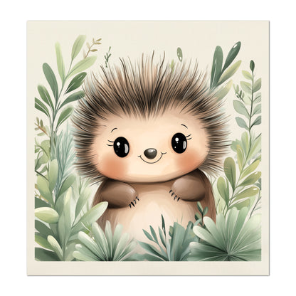 Woodland Animal Fabric - Porcupine, Baby Fabric Panels, Forest, Nursery Décor, Quilt Block, Wall Art, Cotton, Quilting