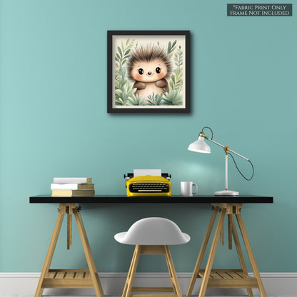 Woodland Animal Fabric - Porcupine, Baby Fabric Panels, Forest, Nursery Décor, Quilt Block, Wall Art, Cotton, Quilting