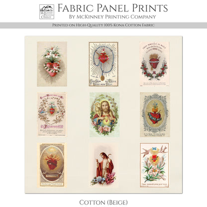Sacred Heart Patch - Fabric Prayer Cards, Religious Ephemera, Shrine, Vintage, Christian, Quilt, Holy, Jesus