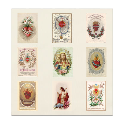 Sacred Heart Patch - Fabric Prayer Cards, Religious Ephemera, Shrine, Vintage, Christian, Quilt, Holy, Jesus