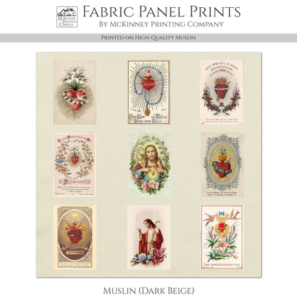 Sacred Heart Patch - Fabric Prayer Cards, Religious Ephemera, Shrine, Vintage, Christian, Quilt, Holy, Jesus