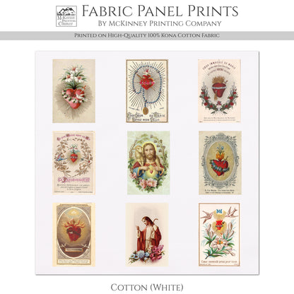 Sacred Heart Patch - Fabric Prayer Cards, Religious Ephemera, Shrine, Vintage, Christian, Quilt, Holy, Jesus