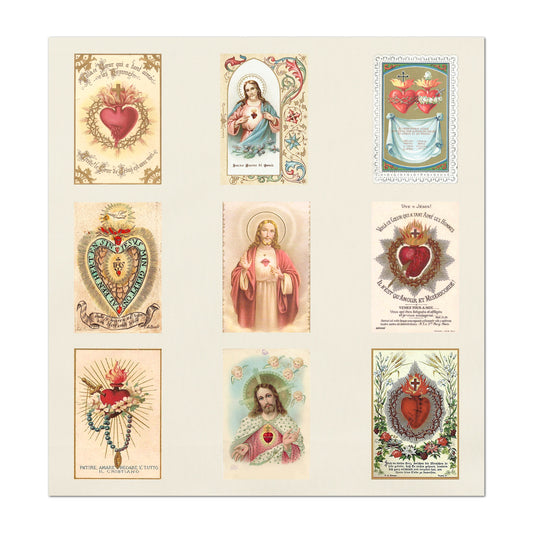 Sacred Heart Patch - Religious Ephemera, Fabric, Shrine, Vintage, Christian, Catholic, Prayer Cards, Quilt, Holy, Jesus